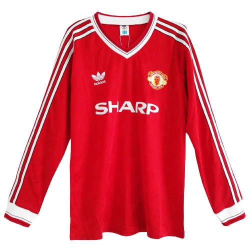 Maillot Football Manchester United Domicile ML Retro 1986 Rouge